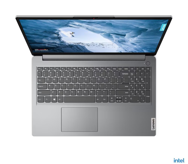 PRE-Loved - Lenovo IdeaPad 1 15.6" FHD Laptop features Intel Celeron N4020, 4GB RAM, 256GB SSD in Cloud Grey.