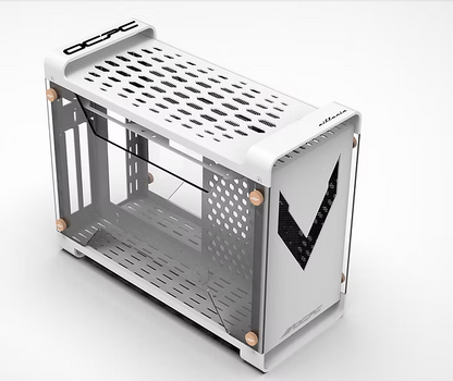 Stylish OCPC Vittoria ITX White Chassis – Compact Mini-ITX Case with Tempered Glass and RGB lighting for premium builds.
