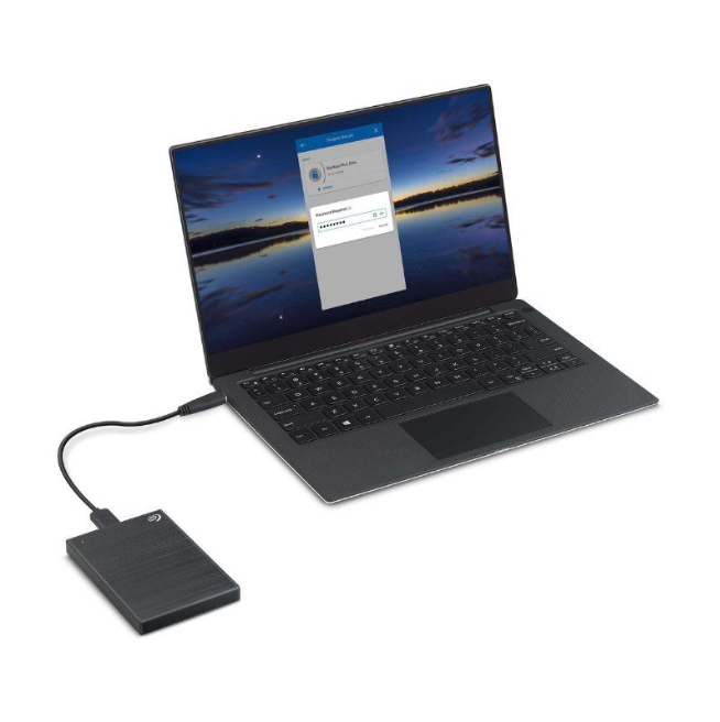 Seagate Basic 4TB Portable External HDD on laptop — 4TB Slim Portable Hard Drive – Ultra-Thin 2.5" HDD for On-The-Go Storage