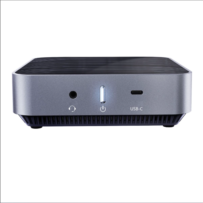Compact design of the Decibell AM02 Pro Mini Desktop AMD Ryzen 7 16GB RAM 1TB SSD Win11 Pro, ideal for efficient performance.