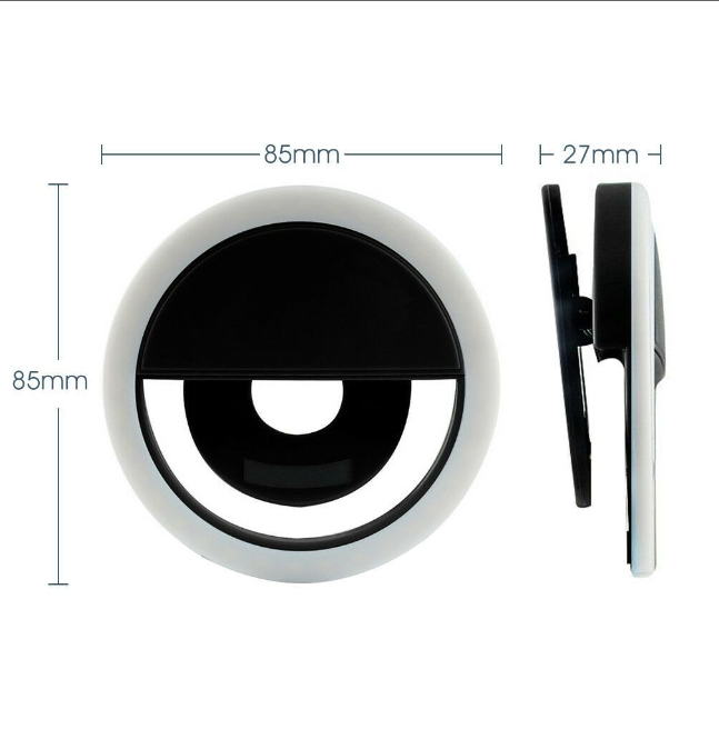 Portable Phone Ring Light - Rechargeable LED Selfie Light with 3 Colors, compact 85mm clip-on design for perfect lighting by WhiteTake