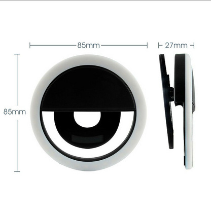 Portable Phone Ring Light - Rechargeable LED Selfie Light with 3 Colors, compact 85mm clip-on design for perfect lighting by WhiteTake