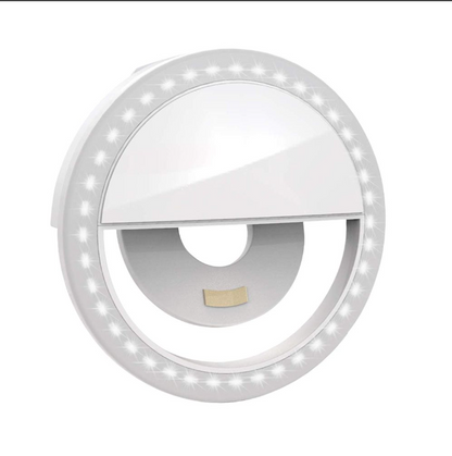 Portable Phone Ring Light - Rechargeable LED Selfie Light with 3 Colors, white clip-on design for perfect selfies by WhiteTake