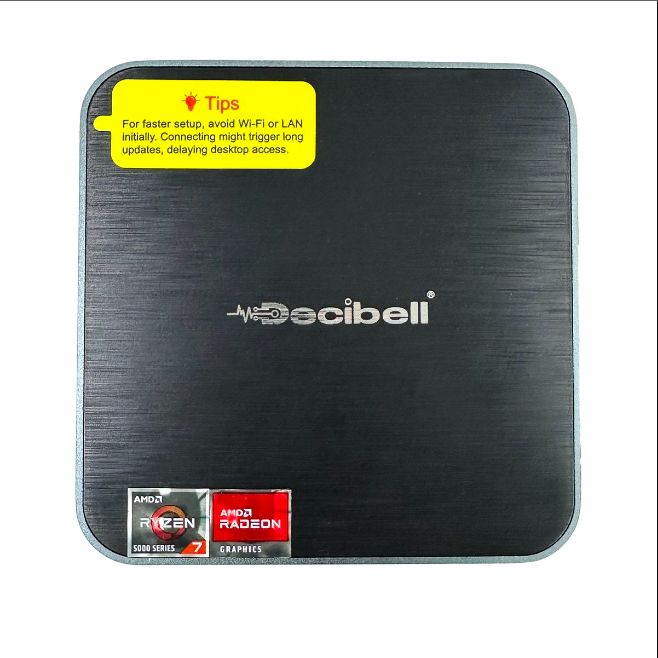 Decibell AM02 Pro Mini Desktop AMD Ryzen 7 16GB RAM 1TB SSD Win11 Pro with sleek design and powerful performance.