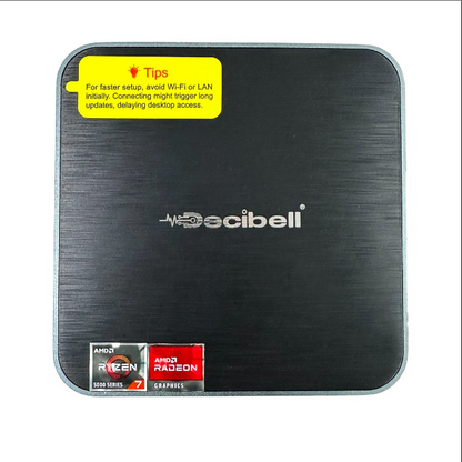 Decibell AM02 Pro Mini Desktop AMD Ryzen 7 16GB RAM 1TB SSD Win11 Pro with sleek design and powerful performance.