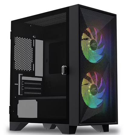 Sleek OCPC SCURA Gaming Case Bundle – Mid-Tower ATX w/ 750W PSU and vibrant RGB fans for an ultimate gaming setup.