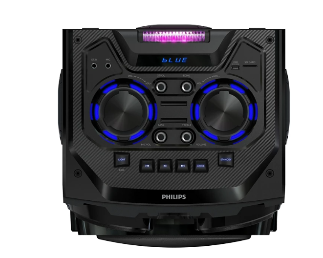 PRE-Loved Philips TAX3705 Karaoke Speaker features Bluetooth, lights, USB, SD, and FM for ultimate party fun!