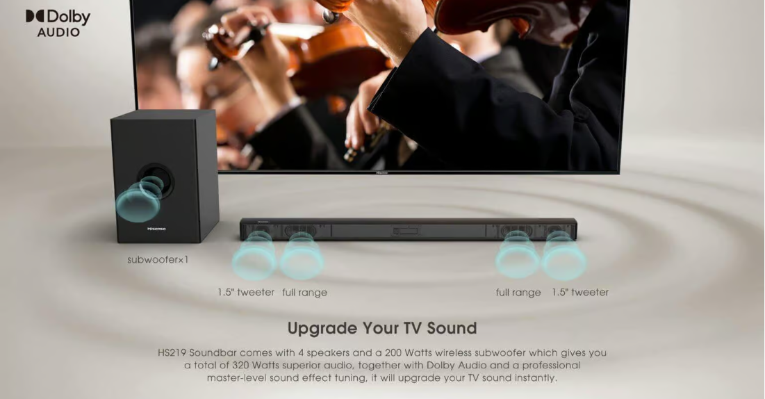 Enhance your audio with the PRE-Loved Premium 2.1CH Soundbar with 320W Powerful Bass – Immersive Audio Experience.