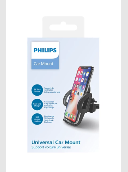 Shop the PRE-Loved Philips Car Mount O-DLK3531/00 - Air Vent Clip, One-Hand Operation, Universal Fit for secure phone access.