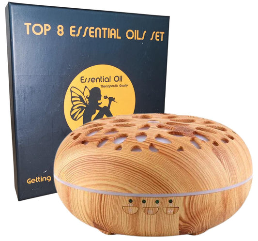 Silkinder Floral Round Aromatherapy Diffuser with 8 Therapeutic Essential Oils 