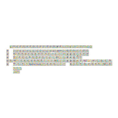 Keychron Graffiti Party – Cherry Profile Dye-Sub PBT Full Keycap Set (140 Keys, MX-Compatible) showcases vibrant, durable keycaps for mechanical keyboards.