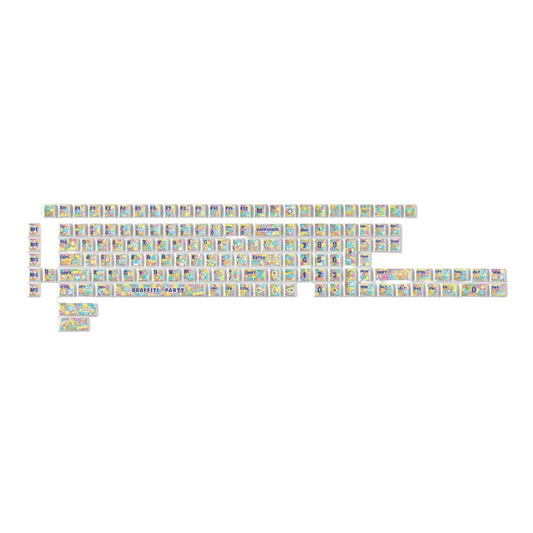 Keychron Graffiti Party – Cherry Profile Dye-Sub PBT Full Keycap Set (140 Keys, MX-Compatible) showcases vibrant, durable keycaps for mechanical keyboards.