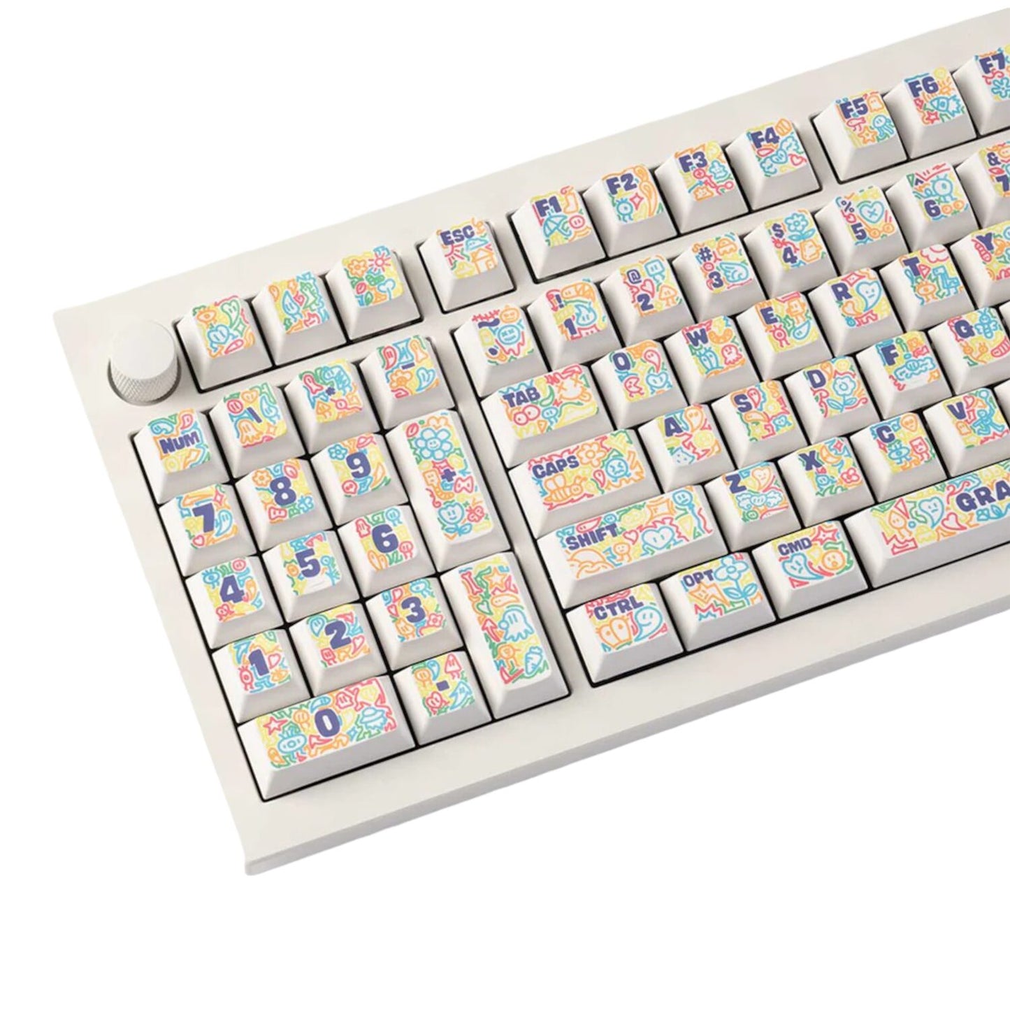 Keychron Graffiti Party – Cherry Profile Dye-Sub PBT Full Keycap Set (140 Keys, MX-Compatible) with vibrant, durable keycaps for mechanical keyboards.