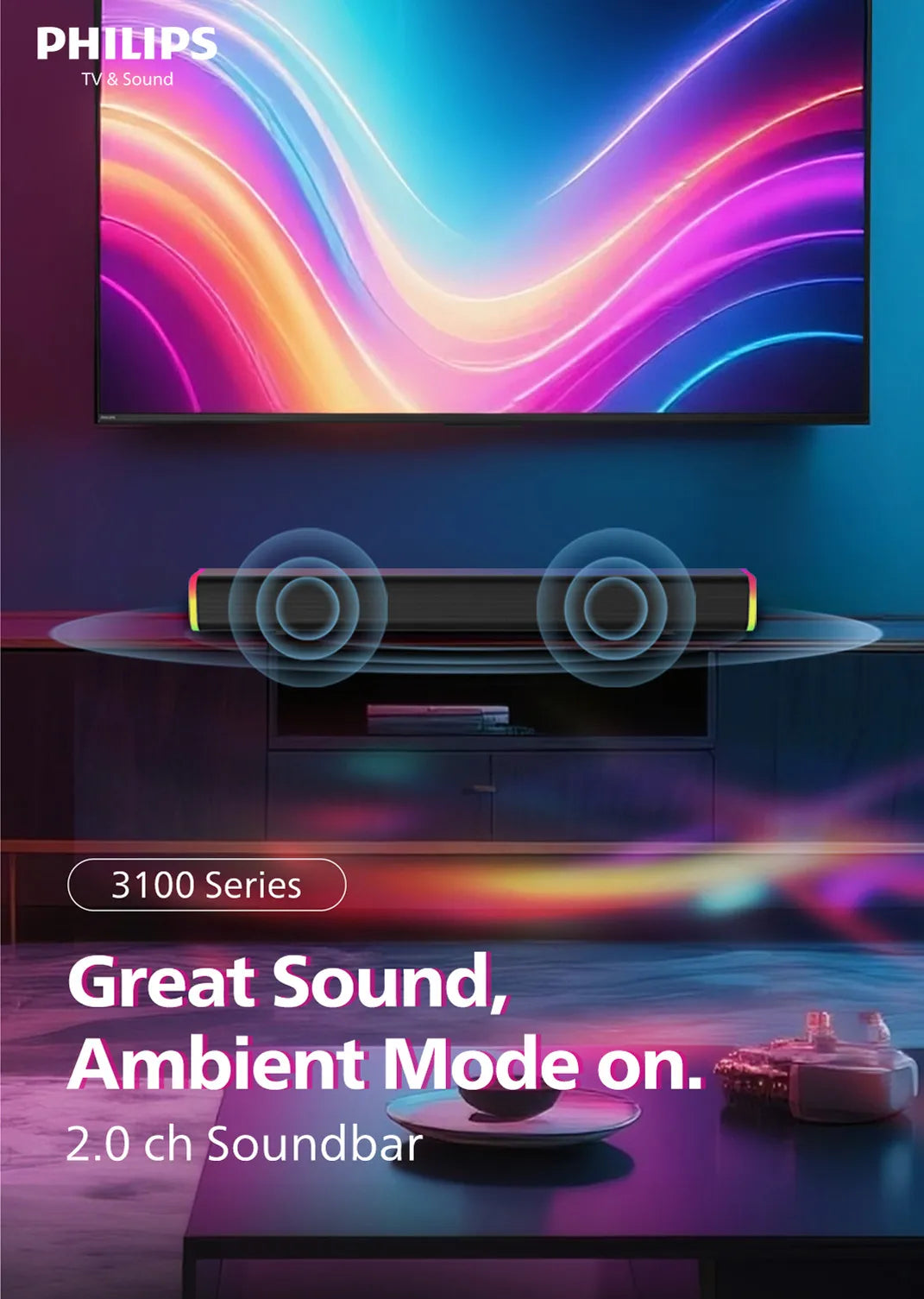 Philips TAB3100 2.0 Channel Mini Soundbar
