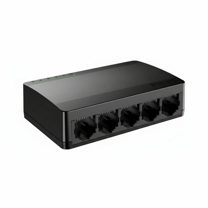Switch with five 10/100/1000 Mbps RJ45 ports.

