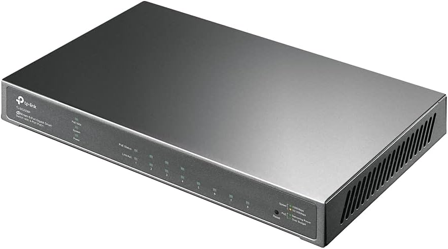 The switch displayed at an angle, highlighting its wall-mount slots.


