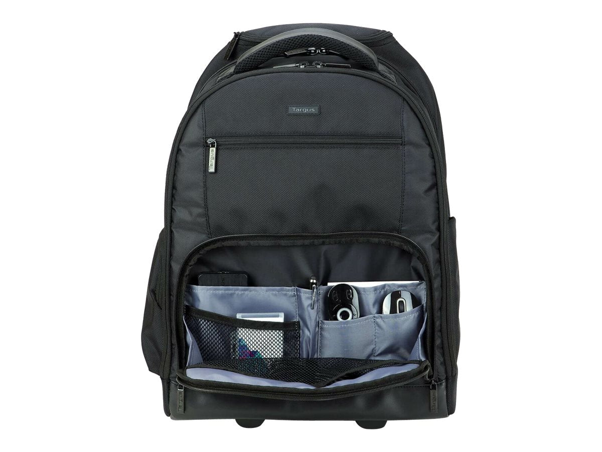 Targus Rolling Laptop Backpack 15.6 Inch Nylon Black Platinum Wheeled Business Case