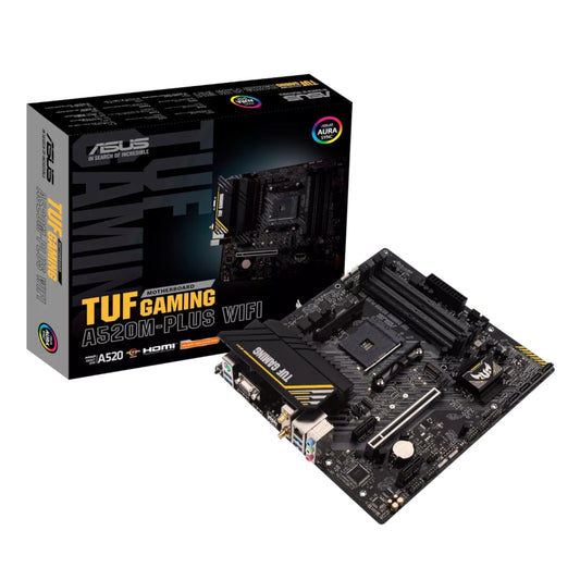 ASUS TUF A520-Plus WiFi – AMD Ryzen Compatible ATX Motherboard, perfect for durable gaming builds and performance upgrades.