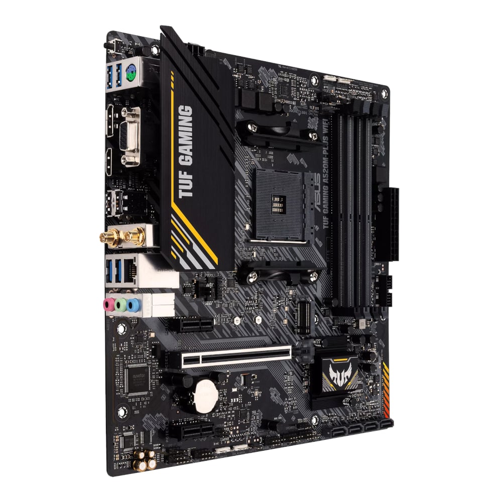 ASUS TUF A520-Plus WiFi – AMD Ryzen Compatible ATX Motherboard with durable design for powerful gaming performance.