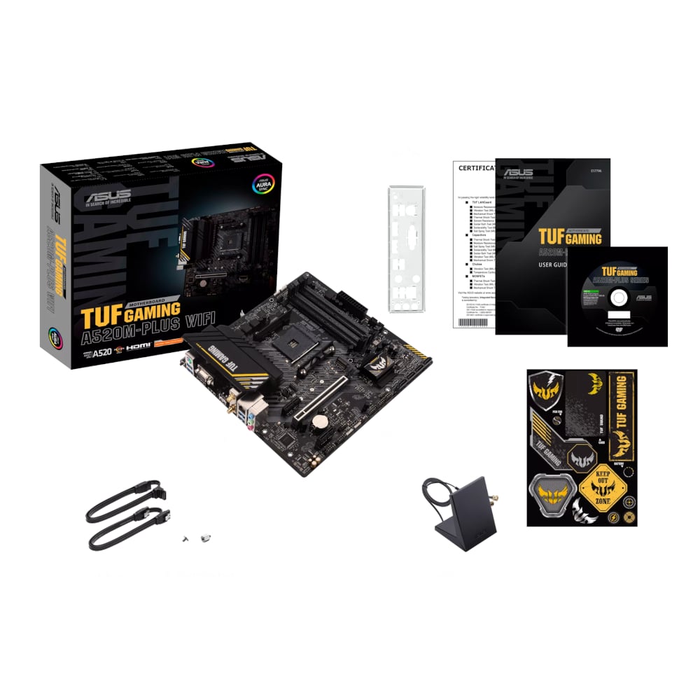 ASUS TUF A520-Plus WiFi – AMD Ryzen Compatible ATX Motherboard with durable features for powerful gaming builds.