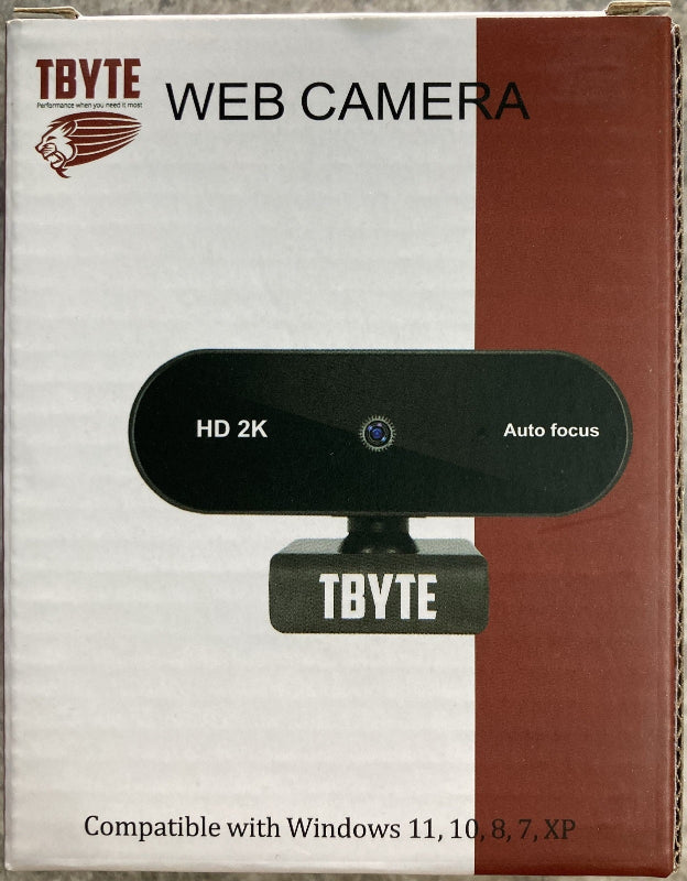 Tbyte HD2K Autofocus USB Camera with Built-in Microphone - Black, perfect for streaming and video calls.