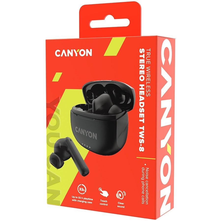 True wireless stereo earbud headset Black - Canyon CNS-TWS8B