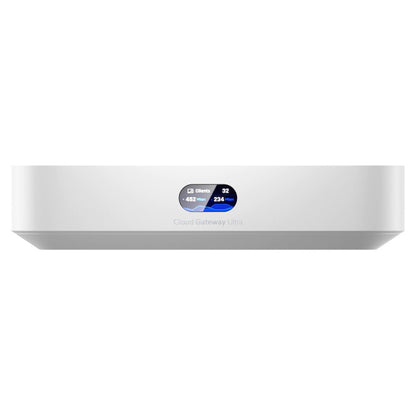 Ubiquiti UniFi Cloud Gateway Ultra UCG-ULTRA-EU front view and information display