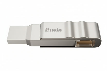 Biwin UD150 64GB drive connected to a laptop's USB-A port.

