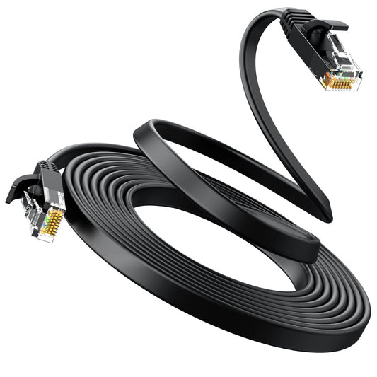 UGREEN NW102 Cat6 U/UTP Flat Ethernet Cable 15m - Black, designed for fast, stable connections in networks.