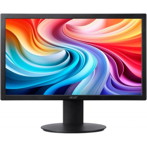 Acer monitor with a colorful abstract design on the screen against a white background