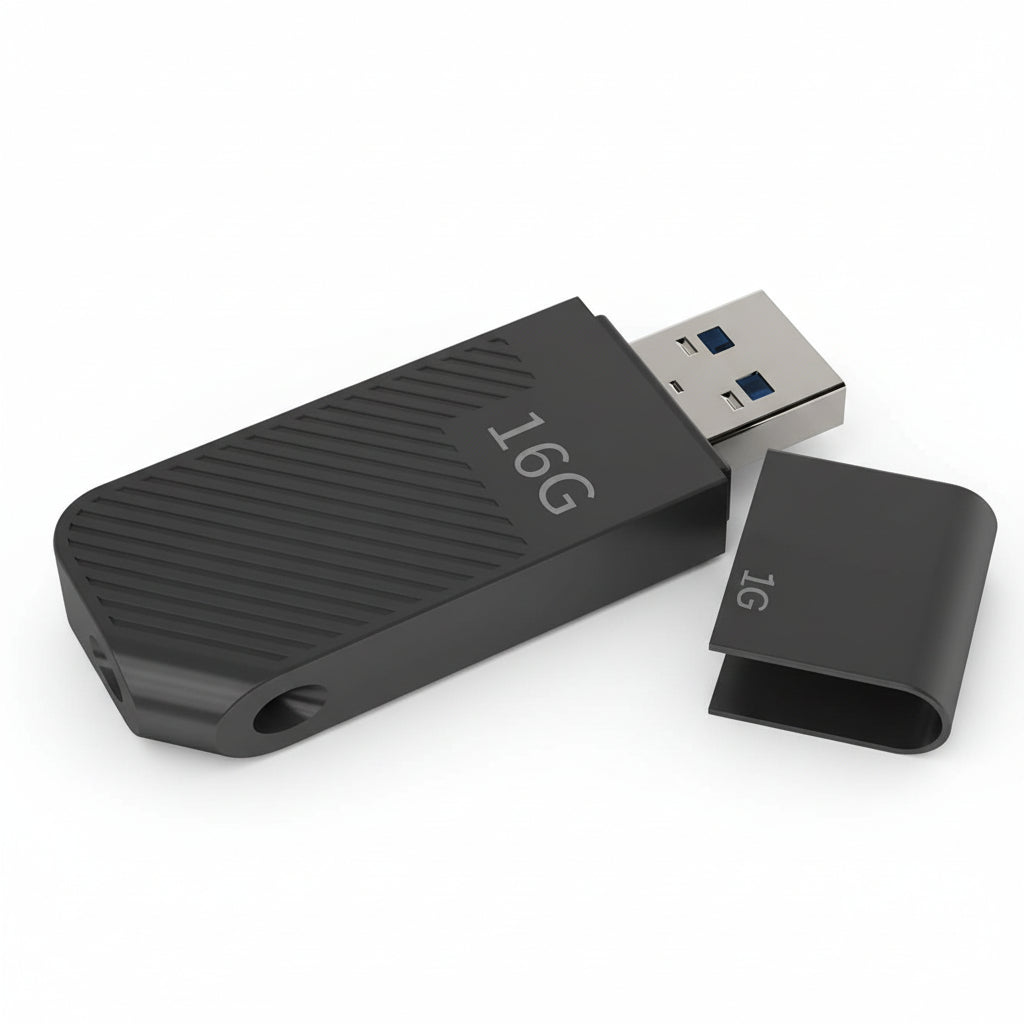 Acer UP300 16GB USB 3.2 Gen 1 flash drive in black on a neutral background.

