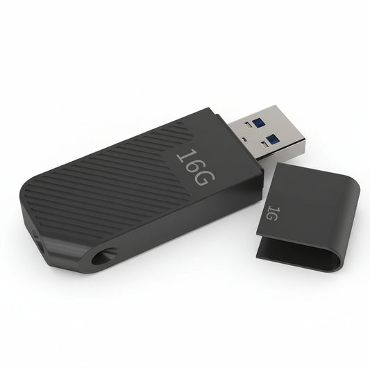 Acer UP300 16GB USB 3.2 Gen 1 flash drive in black on a neutral background.

