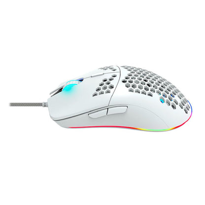Canyon Puncher Lightweight Perforated USB Gaming Mouse (CND-SGM11W) – 6400 DPI, RGB, 6 Buttons, white honeycomb shell with RGB lighting