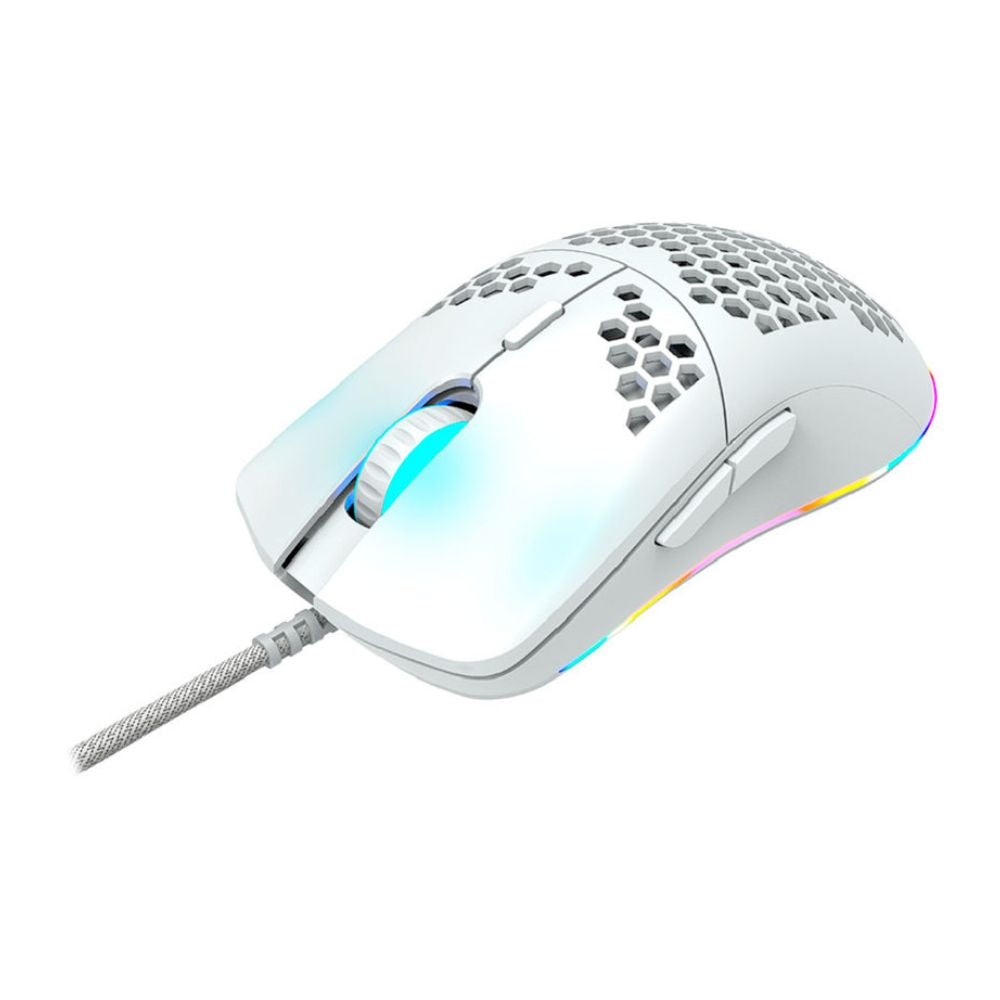 Canyon Puncher Lightweight Perforated USB Gaming Mouse (CND-SGM11W) – 6400 DPI, RGB, 6 Buttons white perforated RGB mouse