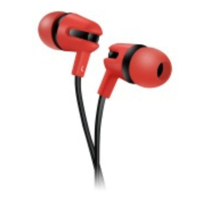 CANYON SEP-4 In-Ear Headphones with Mic – Flat Cable, 3.5mm Jack, 1.2m, Red (CNS-CEP4R) red earbuds, black flat cable