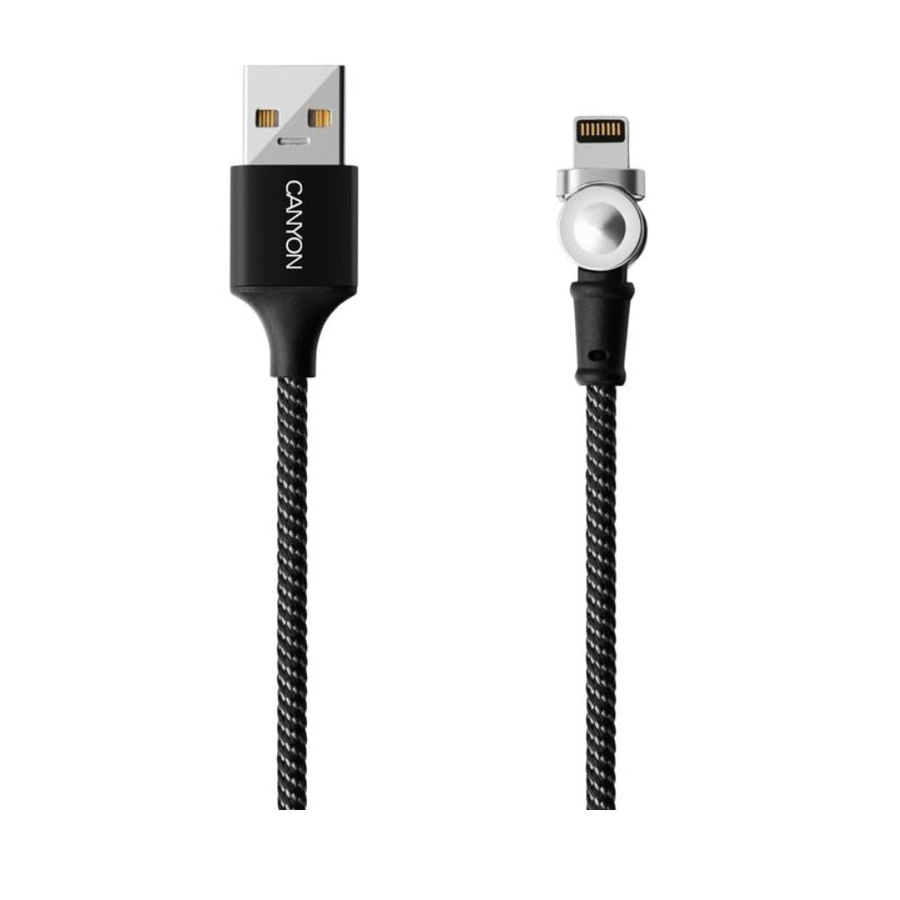 CANYON CNS-CFI8B Lightning Cable – 1m Length, Fast Charging, black braided USB‑A to Lightning, MFi compatible, CANYON