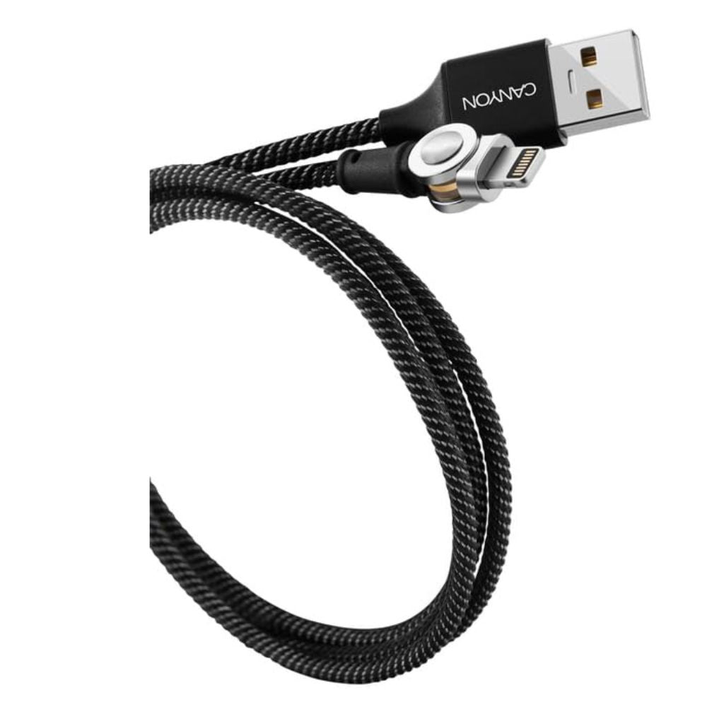 CANYON CNS-CFI8B Lightning Cable – 1m Length, Fast Charging black braided USB-A to Lightning cable, MFi compatible by CANYON
