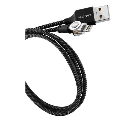 CANYON CNS-CFI8B Lightning Cable – 1m Length, Fast Charging black braided USB-A to Lightning cable, MFi compatible by CANYON