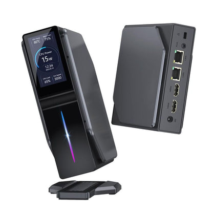Decibell MINI PC N150 | 16GB RAM | 512GB SSD | Windows 11 Pro | Compact vertical mini PC with touchscreen display, HDMI and LAN ports