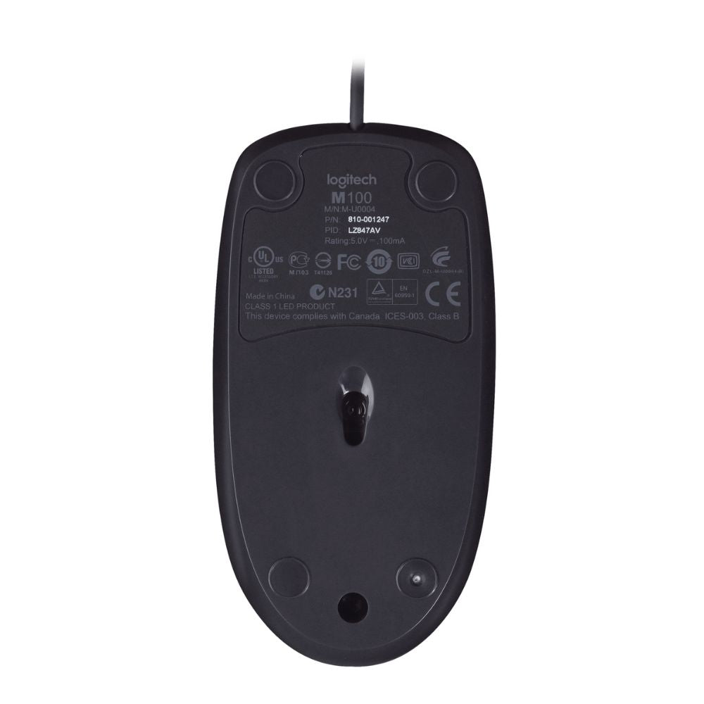Logitech® Mouse M100 - BLACK - USB - N/A - EMEA28i-935 - AKOYA HANGTAB BOX M100