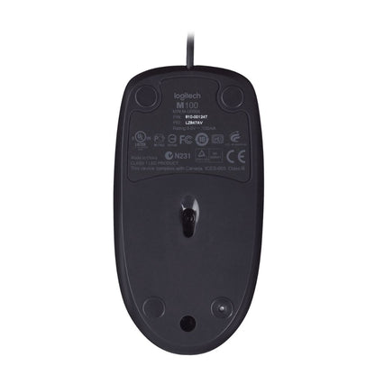 Logitech® Mouse M100 - BLACK - USB - N/A - EMEA28i-935 - AKOYA HANGTAB BOX M100
