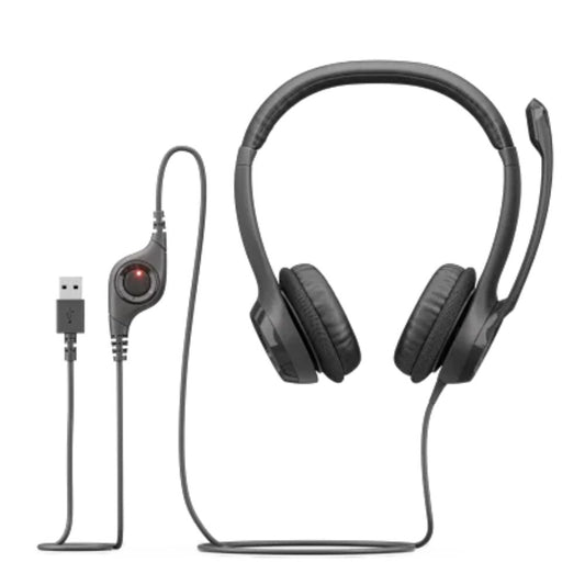 Logitech H570e USB Stereo Headset – Business-Grade Wired Headset with Noise-Canceling Mic & Inline Controls