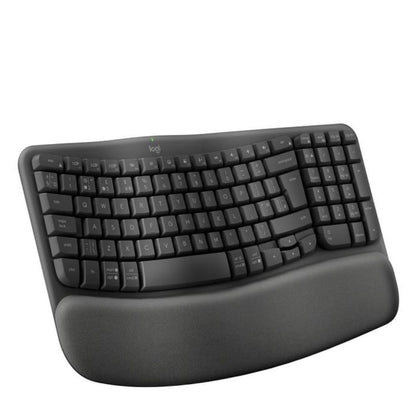 Logitech Wave Keys Wireless Ergonomic Keyboard for Business – Curved Design, Cushioned Palm Rest, Quiet Typing  🔹 Full Product Description:  Logitech Wave Keys Keyboard for Business – Ergonomic Comfort Meets Wireless Productivity  The Logitech Wa
