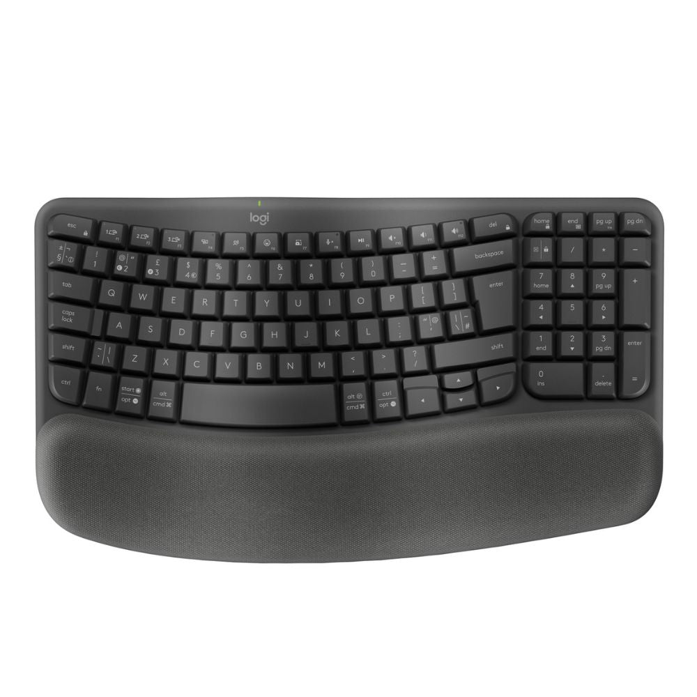 Logitech Wave Keys Wireless Ergonomic Keyboard for Business – Curved Design, Cushioned Palm Rest, Quiet Typing  🔹 Full Product Description:  Logitech Wave Keys Keyboard for Business – Ergonomic Comfort Meets Wireless Productivity  The Logitech Wa