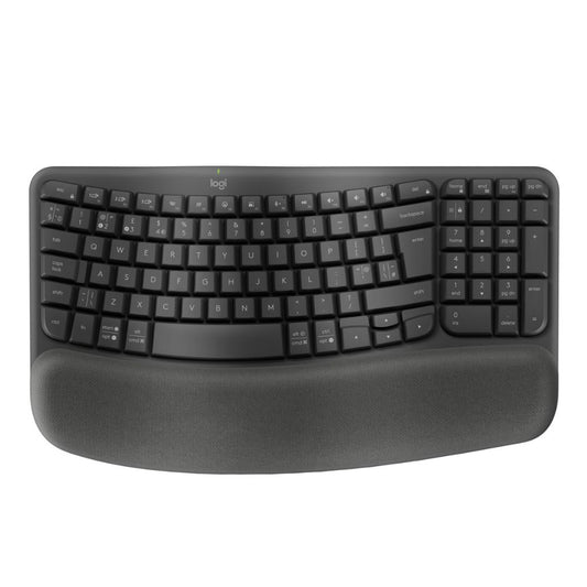Logitech Wave Keys Wireless Ergonomic Keyboard for Business – Curved Design, Cushioned Palm Rest, Quiet Typing  🔹 Full Product Description:  Logitech Wave Keys Keyboard for Business – Ergonomic Comfort Meets Wireless Productivity  The Logitech Wa