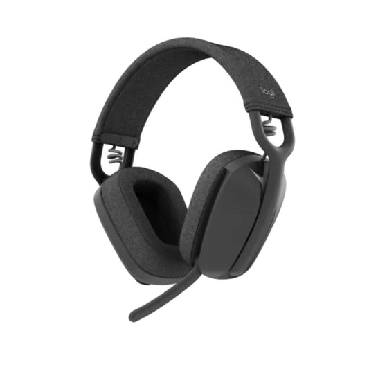 Logitech Zone Vibe 100 wireless over-ear headset in black with noise-canceling mic and fabric headband