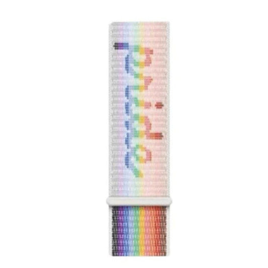 45mm Pride Edition sport loop nylon strap with rainbow Pride flag motif and pastel gradient background