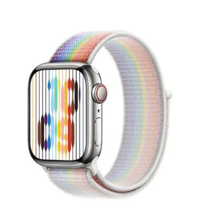 Apple Watch 45mm Pride Edition Sport Loop MU9R3ZM/A with breathable nylon rainbow Pride-flag inspired strap