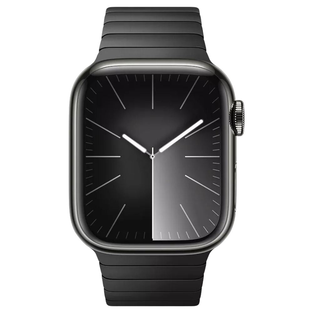 Apple Watch 38mm Space Black link bracelet with 316L stainless steel PVD finish and precision-fit modern band