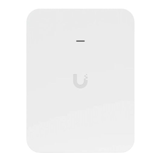 Ubiquiti U7-Pro-Wall WiFi 7 wall-mounted access point, white slim rectangular plate with subtle logo